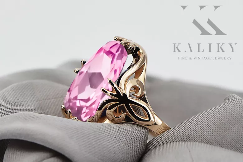 Vintage Handwerk Ring Amethyst Originales Vintage-Roségold aus 14 Karat vrc082r
